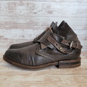 A.S.98 strappy side buckle leather ankle booties